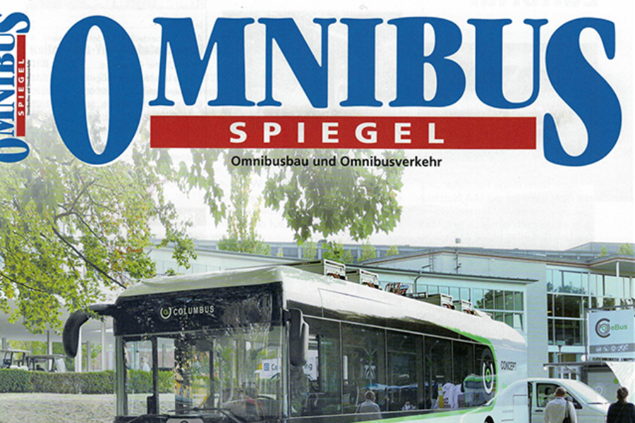 Positive coverage of the e-bus concept cluster project in the international magazine “Omnibusspiegel”.
